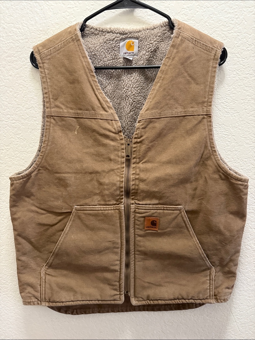 Vintage Carhartt Brown Sherpa-Lined Work Vest